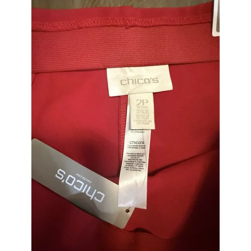 NWT Chicos The Ultimate Fit Juliet Straight Leg Red Pants Size LP 12P (2P) $89